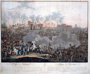 معركة راتيسبون في 23 أبريل 1809 (باتايل دي راتيسبون أو ريجنسبورج) - روجينداس ، يوهان لورينز ، الأصغر (1775-1826) - 1809 - أكواتينت - 54،6 × 65،4 - مجموعة خاصة