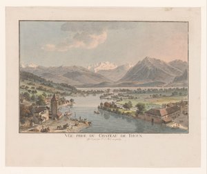 منظر لبحيرة ثون من قلعة ثون جائزة Vue du chateau de Thoun (العنوان على الكائن) بواسطة يوهان لودفيج أبيرلي