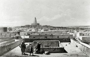 تمبكتو من شرفة منزل المسافر ، من "رحلات واكتشافات في شمال ووسط أفريقيا" نشرت 1857-58