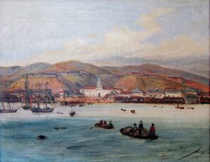 الإسبانية: El puerto de Valparaíso ميناء فالبارايسو بواسطة يوهان موريتز روجينداس