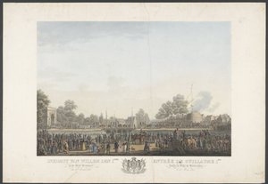 دخول ويليم الأول إلى مدينة بروكسل في 30 مارس 1815 / Entrée de Guillaume 1er dans la Ville de Bruxelles، le 30 Mars 1815 (العنوان على الكائن) اثنتا عشرة لوحة لوصول وتنصيب ويليم الأول في بروكسل والمعارك في Quatre-Bras