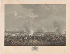 معركة واترلو 1815 اثنتا عشرة لوحة لوصول وتنصيب ويليام الأول في بروكسل ومعارك كواتر-براس وواترلو في عام 1815 (عنوان السلسلة) بواسطة جان بابتيست مادو