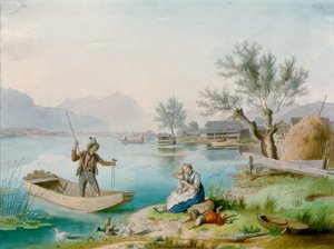 عائلة صياد في Chiemsee بواسطة يوهان فيليب هاينل