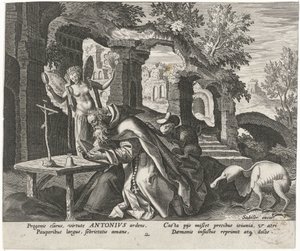 أنتوني العظيم كناسك ذكر الناسك (عنوان المسلسل) Solitudo Sive Vitae Patrum Eremicolarum (عنوان السلسلة) بواسطة يوهان سادلر (أنا)