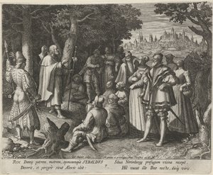 القديس سيبالدوس من نورمبرغ باعتباره ناسكًا الحياة الفاضلة للناسك (عنوان المسلسل) Trophaeum vitae solitariae (عنوان السلسلة) بواسطة مارتن دي فوس