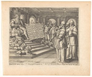طباعة Motet وصفحة العنوان مع سليمان كملحن لنشيد الأناشيد Canticum Canticorum (العنوان على الكائن) نشيد الأنشاد (عنوان المسلسل) بواسطة مارتن دي فوس