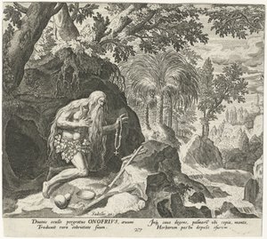 Onyphrius العظيم مثل الناسك ذكر الناسك (عنوان المسلسل) Solitudo Sive Vitae Patrum Eremicolarum (عنوان السلسلة) بواسطة يوهان سادلر (أنا)