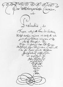 صفحة عنوان البيانو المقسى بخط اليد ، 1722 (قلم وحبر على ورق)