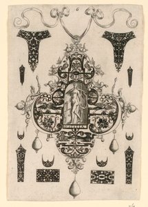 اللوحة 6 ، من سلسلة من ثمانية تصاميم قلادة مع الفضائل الأساسية بواسطة Johann Theodor de Bry