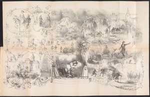 رسم كاريكاتوري في تقويم طالب ليدن ، 1856 أحلام الصور من ليلة حفلة تنكرية (العنوان على الكائن) بواسطة هنري روشيسن