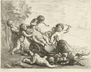 Putti مع عربة الماعز
