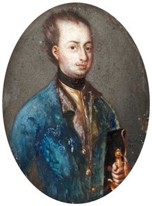 صورة للملك تشارلز الثاني عشر ملك السويد (1682-1718) - عمل يوهانس هاينريش مولر (1814-1885) ، الغواش على الخزف بواسطة يوهانس هاينريش مولر