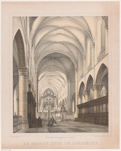 الجزء الداخلي من Grote Kerk في Dordrecht الكنيسة الكبيرة في دوردريخت (العنوان على القطعة) بواسطة فريدريك بوغر
