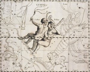 كوكبة الجوزاء ، رسم توضيحي من Firmmentum Sobiescianum أو Uranographia ، بقلم يوهان هيفيليوس (1611-1687) ، غدانسك 1690