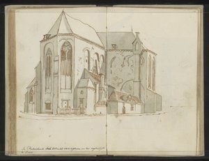 اليمين والجزء الخلفي من Pieterskerk في أوتريخت بواسطة يوهانس هويبرت برينس