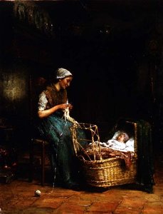 أم وطفل في كوخ داخلي (انظر أيضًا 18091) بواسطة يوهانس جاكوبوس بالينج