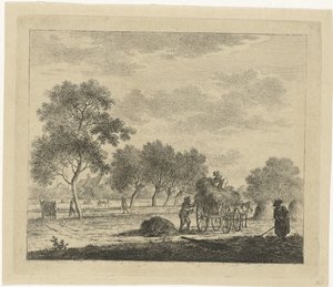 منظر طبيعي مع Haywain July The Twelve Months (عنوان السلسلة) الرسومات الملونة لـ 12 شهرًا (...) (عنوان السلسلة)