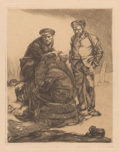 ثلاثة عمال مع غطاء
