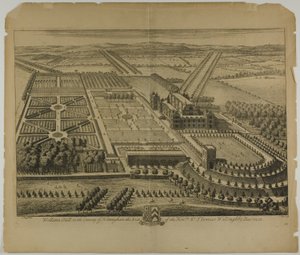 Wollaton Hall في مقاطعة نوتنغهام ، لوحة 68 من Britannia Illustrata