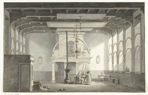 القاعة في Kloveniersdoelen في Dordrecht حيث عقد السينودس الوطني في السنوات 1618-1619 ، 1836 بواسطة يوهانس روتن (توقيع الفنان)