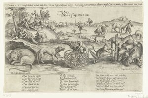 الأسد النائم 1567 الأسد النائم (العنوان على الكائن) أربعة رموز حول الأحداث بين 1576-1579 في هولندا (عنوان السلسلة) بواسطة ويليم فان هيشت (أنا)