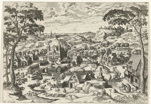 منظر طبيعي مع القديس أنتوني Salve Anttoni (العنوان على الكائن) مناظر طبيعية مع قصص مسيحية (عنوان المسلسل) بواسطة لوكاس جاسيل