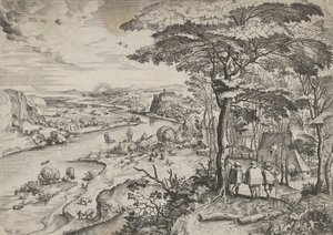 Euntes في مناظر Emaus مع الحجاج في عمواس ، حوالي 1555-56. التأليف: يوهانس فان دويتكوم الأول ، لوكاس فان دويتكوم. بواسطة يوهانس ولوكاس فان دويتكوم