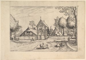 مزرعة ، أبقار وراعي في المقدمة من Praediorum villarum et rusticar ... ، كاليفورنيا. 1559-61.