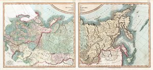 خريطة الإمبراطورية الروسية مقسمة إلى حكوماتها مثل كاري جون (1754-1835). النقش والألوان المائية بواسطة جون (بعد) كاري