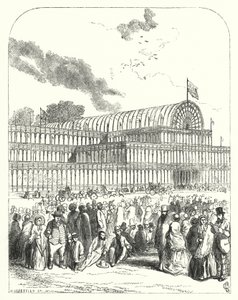 قصر الكريستال في هايد بارك ، لندن ، مكان المعرض الكبير لعام 1851 ، الذي صممه جوزيف باكستون وتشارلز فوكس (نقش) بواسطة جون (بعد) جيلبرت