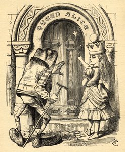 Alice and the Frog ، رسم توضيحي من `` Through the Looking Glass '' بقلم لويس كارول (1832-98) نُشر لأول مرة عام 1871 (litho)