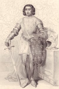 صورة لفيليب أوف أرتوا ، كونت الاتحاد الأوروبي (1358-1397) ، نقش ، 20 × 13 سم ، من Galerie Historique de Versailles ، Histoire de France ، دار نشر Charles Gavard ، باريس ، حوالي عام 1840