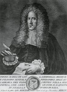 صورة لبيرو ماريا غابرييللي (1643-1705) ، الفيلسوف الإيطالي ، وأستاذ الطب النظري وعلم النبات ، نقش بواسطة كوزيمو زوتشي (نشط 1740-كاليفورنيا 1787) بواسطة والتر تشارلز ميلز