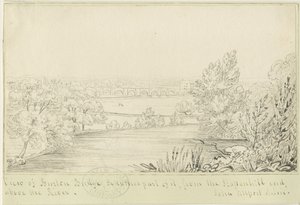 جسر ومدينة بورتون أبون ترينت: الرسم بالقلم ، بدون تاريخ [عام 1817] (رسم) بواسطة جون ألبورت
