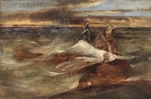The Fairy and the Sea Serpent (زيت على قماش موضوعة على لوحة)