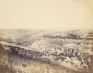 حديقة الجثسيماني وإطلالة على القدس ، ستينيات القرن التاسع عشر.