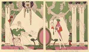 الجمال النائم ، رسم توضيحي من "حكايات الأزمنة المارة" لتشارلز بيرولت (1628-1703) 1922 (ليثو ملون) بواسطة جون اوستن