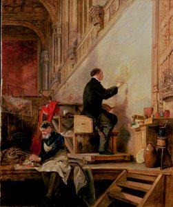 دانيال ماكليز (1806-70) رسم لوحته الجدارية "موت نيلسون" في مجلس اللوردات ، 1865 بواسطة جون بالانتاين