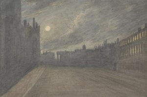 شارع واسع ، أكسفورد ، بدر كامل ، 1790 (مرحاض فوق الفحم والجرافيت على ورق) بواسطة John Baptist Malchair