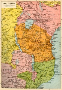خريطة شرق أفريقيا ، الحرب العالمية الأولى ، c1920.
