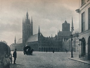 قاعة المدينة وقاعة القماش ، إبرس ، بلجيكا ، c1900 1914-1915