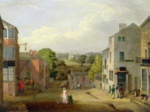 مشهد الشارع في Chorley ، لانكشاير ، مع منظر لقاعة Chorley ، c.1790-1817 بواسطة جون ، بيرد