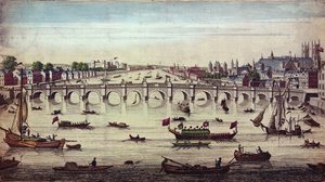 جسر وستمنستر ، ينظر غربا ، نشره ج.بولز ، 1747