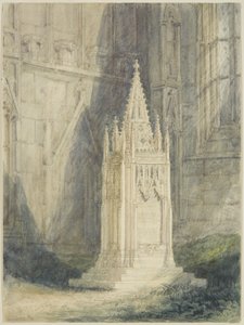Design for Chatterton Cenotaph in St Mary Redcliffe Church (watercolor & bodycolour over pencil, with chalk & scratching out, on paper) بواسطة جون بريتون