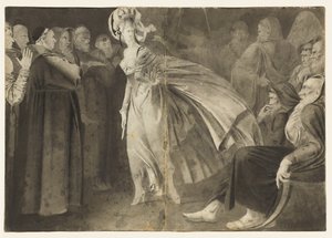 امرأة تقف بين الرهبان المستقيم ، ج. 1770-1775. بواسطة جون براون