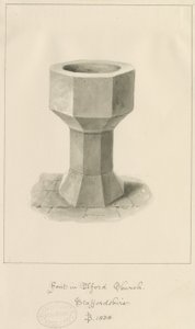 Font in Elford Church: sepia drawing بواسطة جون باكلر