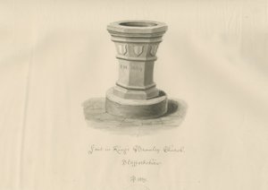 الخط في كنيسة Kings Bromley: رسم بني داكن ، 1839 بواسطة جون باكلر