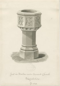 الخط في كنيسة Norton Canes: رسم غسل بني داكن ، 1843 بواسطة جون باكلر