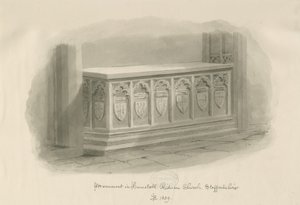 كنيسة Hamstall Ridware - النصب التذكاري: رسم يغسل بني داكن ، 1839