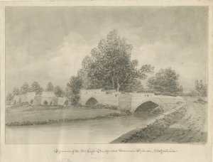 Handsacre - Old High Bridge: رسم بني داكن ، 1839 بواسطة جون باكلر